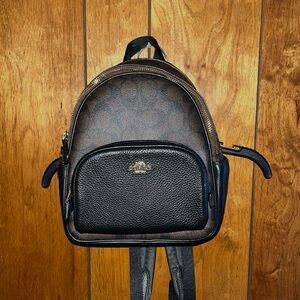 Coach Brown and Black Leather Backpack